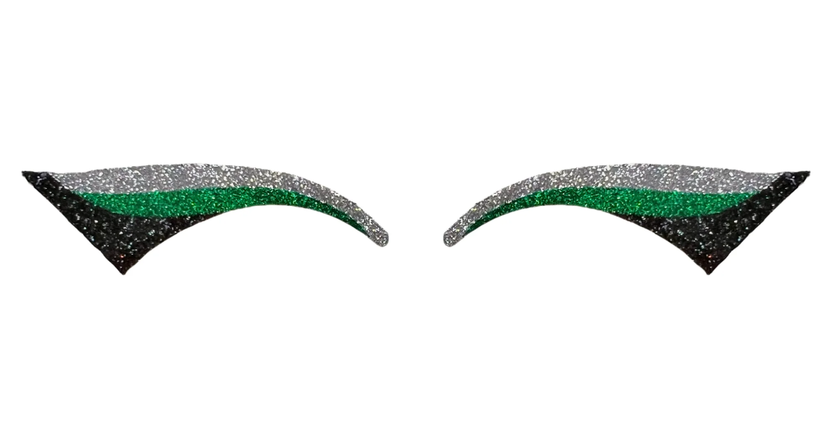 Green, Black & Silver Glitter Eye Stickers