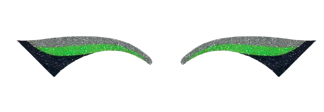 Lime, Black & Silver Glitter Eye Stickers