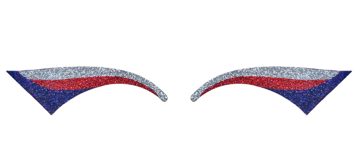 Red, Blue & Silver Glitter Eye Stickers