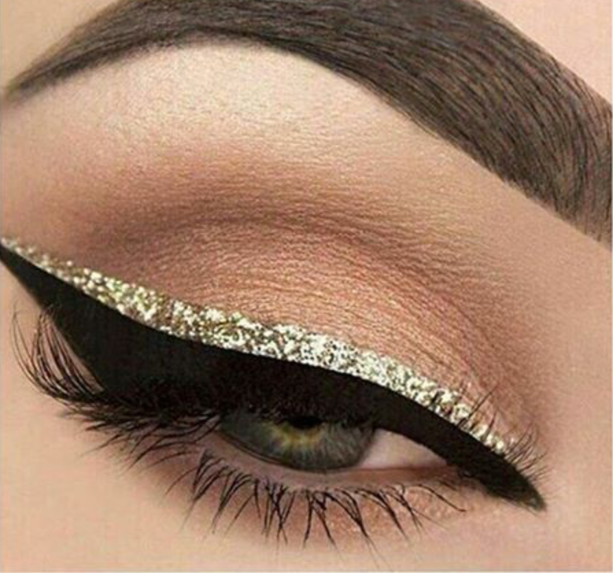 Navy Blue & Gold Glitter Eye Liner Stickers