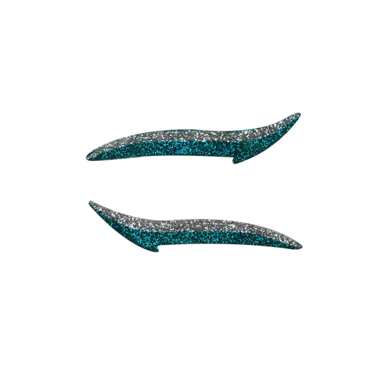 Silver & Teal Glitter Eye Liner Sticker