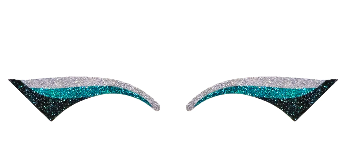 Teal, Black & Silver Glitter Eye Stickers